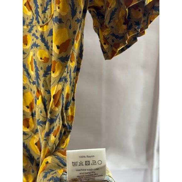 ID MENSWEAR Men's Yellow Printed Good Vibes Button-Up Short Sleeve Shirt SZ M - Picture 8 of 8